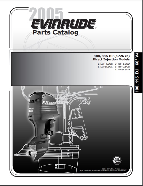 2005 Johnson Evinrude 100, 115HP Direct Injection Parts Catalog Manual